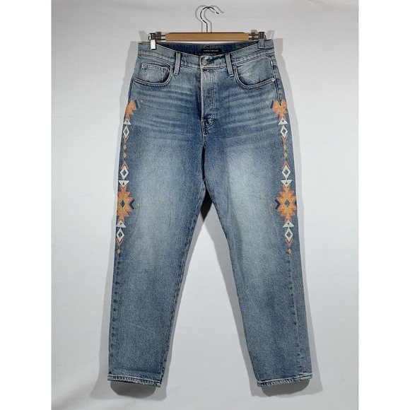 Lucky Brand Denim - Lucky Brand Drew Mom Jeans Womens 8 29 Blue Denim High Rise Embroidered Retro